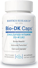 Bio-DK Caps™ supplies 125 mcg (5,000 IU) of vitamin D3, 550 mcg of vitamin K. Emulsified For Absorption.Stronger Bones, Musculoskeletal Strength, Healthy Heart