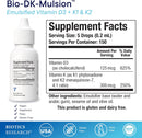 Bio-DK-Mulsion™ supplies 125 mcg (5,000 IU vitamin D3 and 300 mcg vitamin K (as K1 and K2 menaquinone-7)