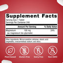 Magnesium Glycinate 100 mg, 240 Tablets . Supports Calm, Restful Sleep, Muscle Comfort and Bone Health